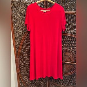 Vintage Citiknits Casual Knit Shift Dress Knee-Length Size 16 in Crimson Red